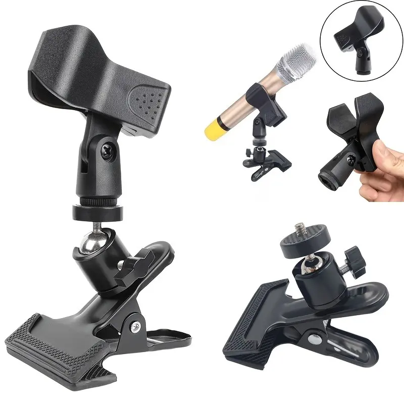 Metal Microphone Stand, Universal Strong Clip, Live Performance Recording Accessory, Wired General Fixed Stand, Home Travel Essential