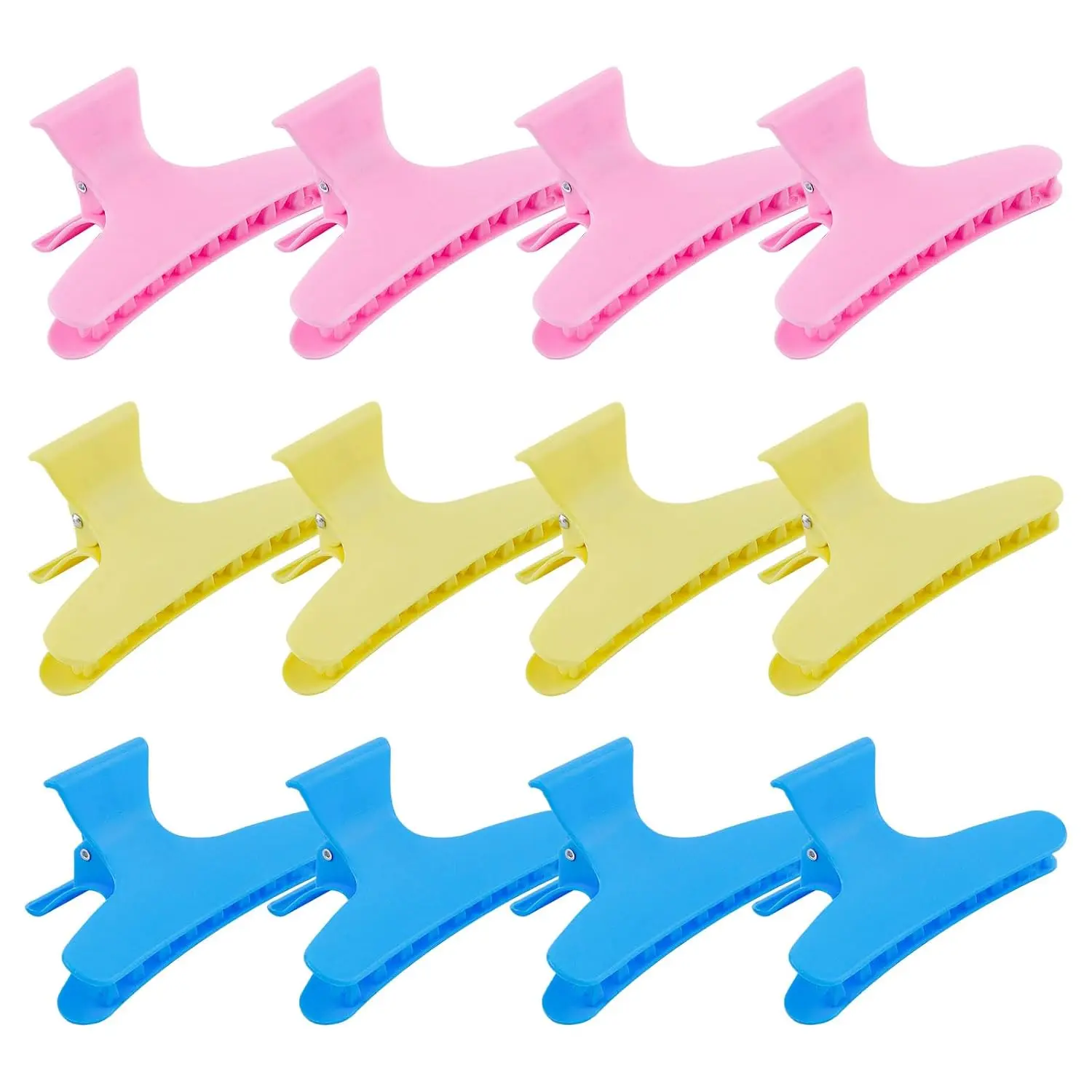 Hair Clips for Styling Sectioning 12 Pack  Yellow Blue Butterfly Clamps Hair Claw Clips Pro Salon Hair Clips for Styling, Sectioning,  and Coloring