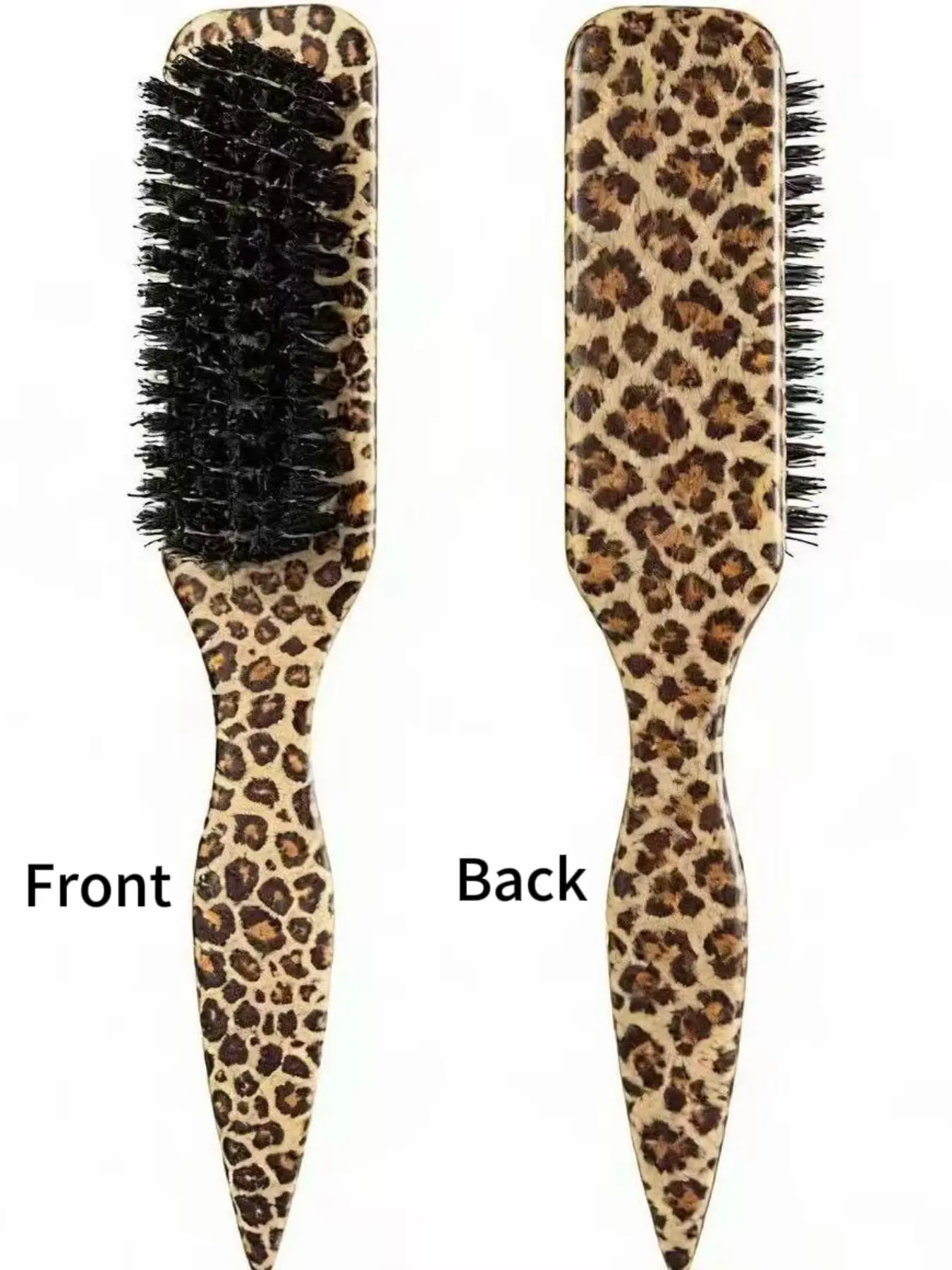1pc Smooth Back Hair Brush, Soft BristleBeard Brush, Leopard Printed Comb, EdgeBrush For Trimming Hair Edges, ProvidingLuster For All Hair Types, Straightening CurlyHair, Restoring Shine And Texture, Hair Clip, Home Supplies, Grooming Brush, Hairbrush