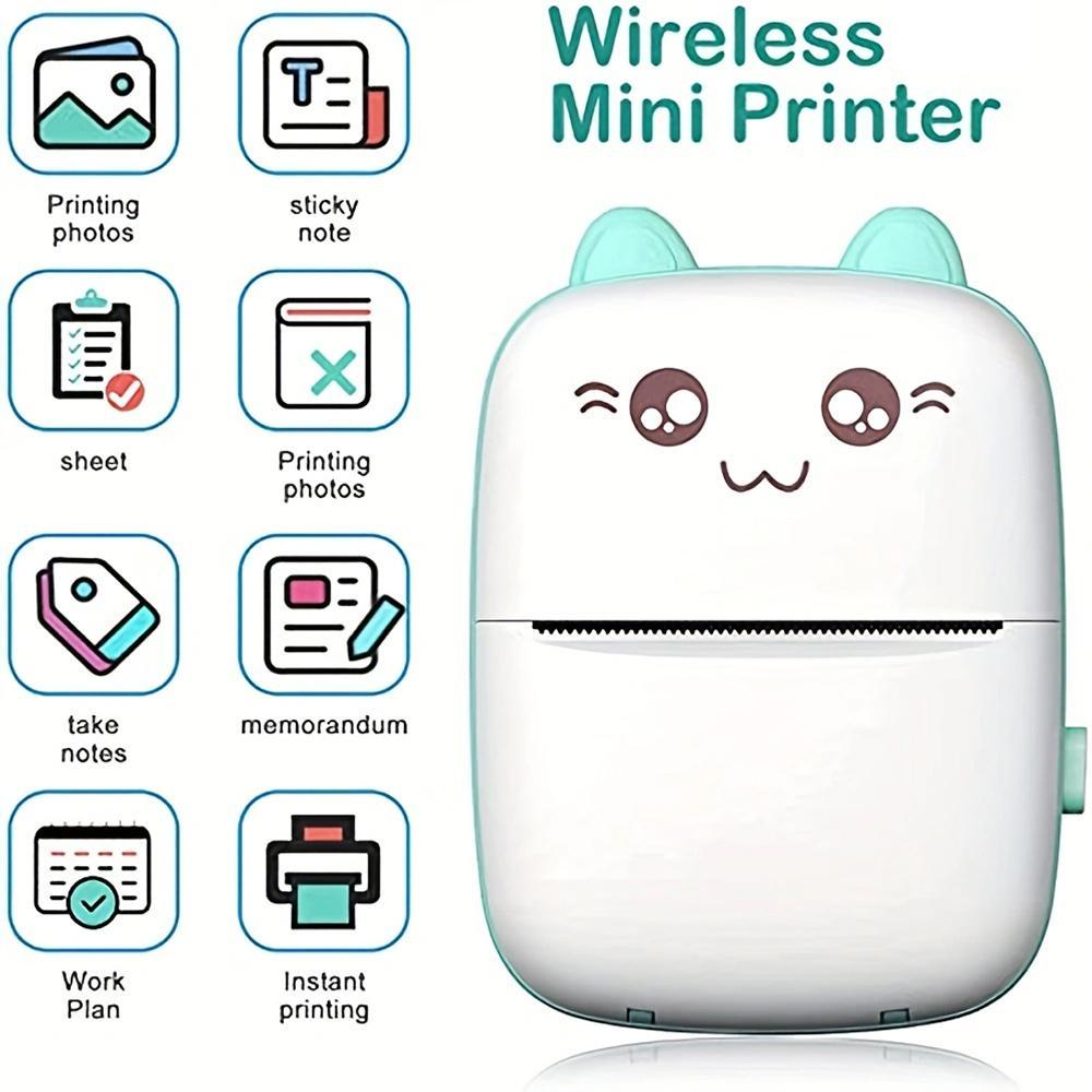 Portable Mini Thermal Printer, 1 Piece Rechargeable Wireless Photo Printer with 1 Roll Paper, Instant Photo Printer, Pocket Inkless Thermal Printer for Home Office School, Office Stationery & Supplies