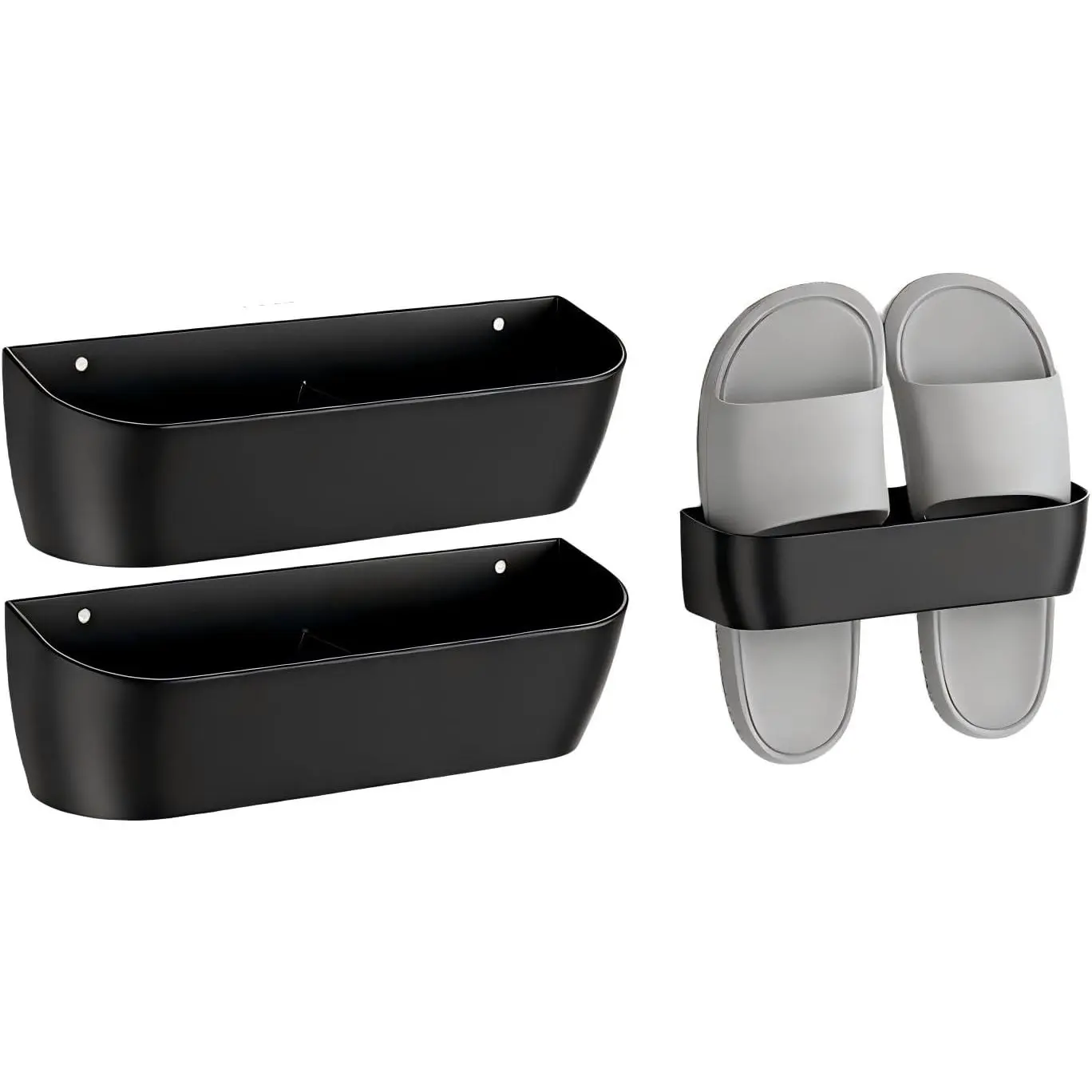 Wall Mounted Shoe Rack 2-Pack with Sticky Strips – Durable Plastic Shoe Holder for Door & Wall, Hanging Shoe Organizer for RV, Camper Shoe Storage, Wall Shoe Storage for Closet & Home – Black