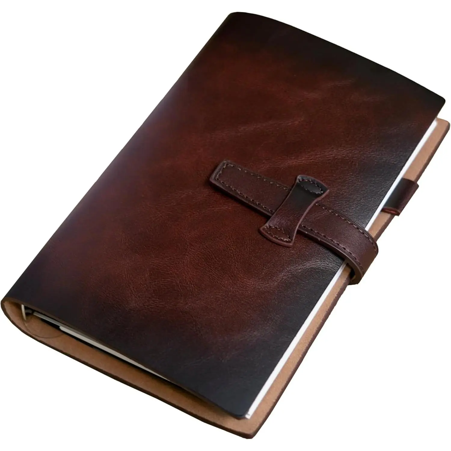 Refillable A6 Leather Binder Notebook,  Leather Journal,  Organizer with 6-Ring Metal Binder, 160 Pages Lined Paper & Pocket, for Writers Business Work Study College and Daily