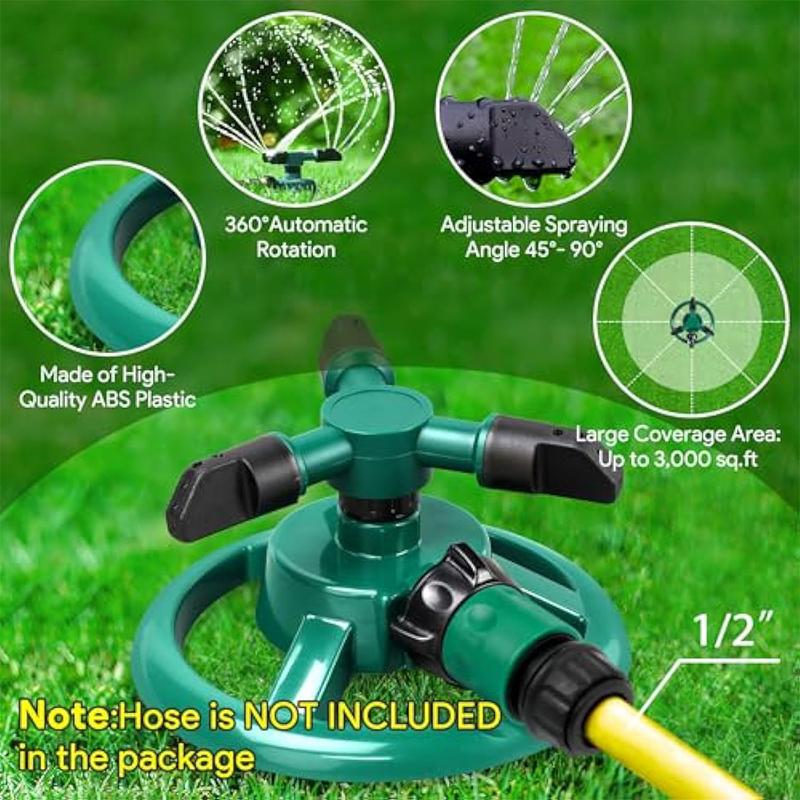 360 Degree Rotation Lawn Sprinkler, Automatic Garden Water Sprinkler, Lawn Irrigation System, Large Area Coverage Rotation Sprinkler, Outdoor Spray, Watering, Sprinklers for Yard, Watering Systems
