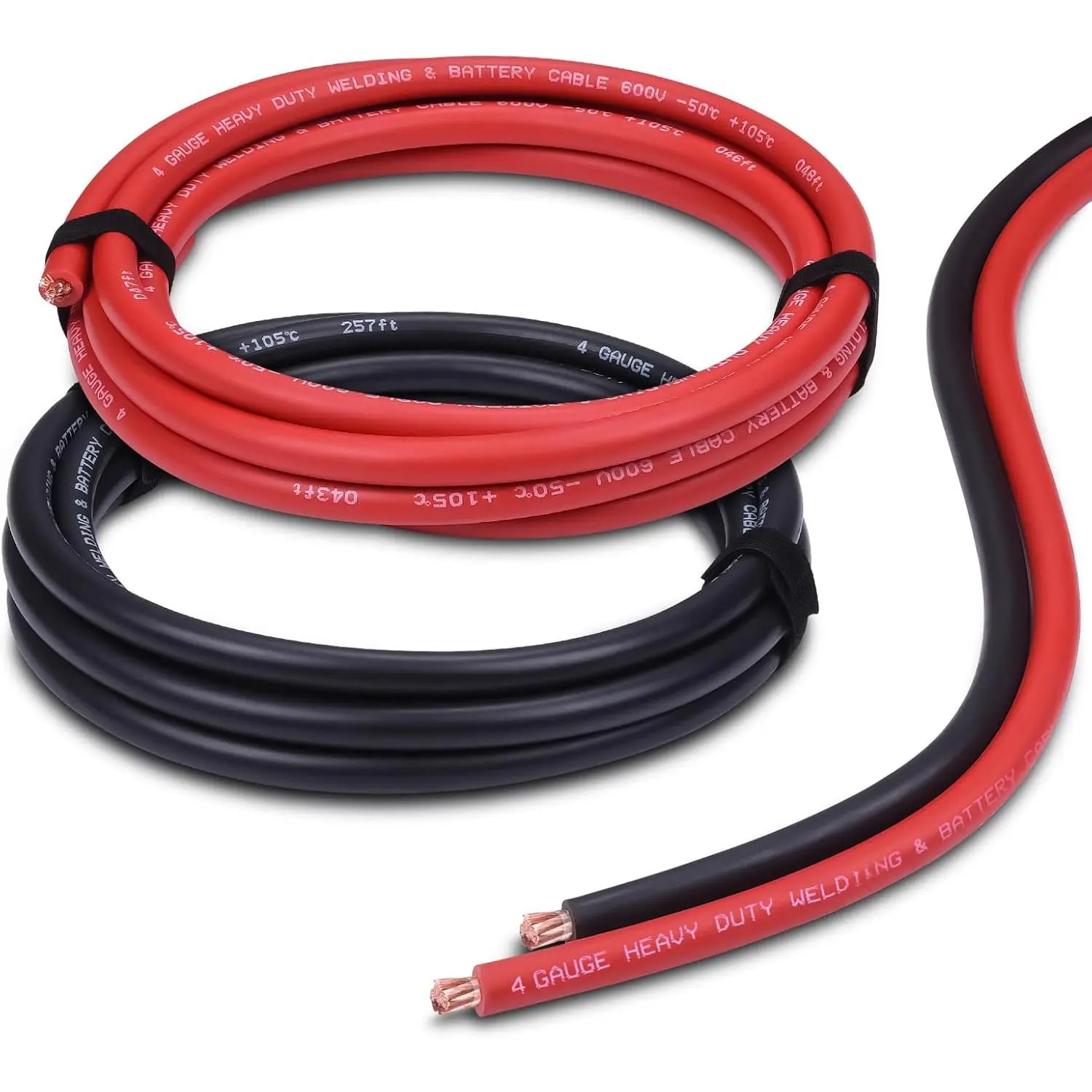 4 AWG 10FT Red & Black Pure Copper Battery Welding Cable - High Quality EPDM Insulation, Outdoor Water Resistant, Corrosion Protection, USA Standard OFC Wire for Automotive, Solar, Car Battery Repair Tools