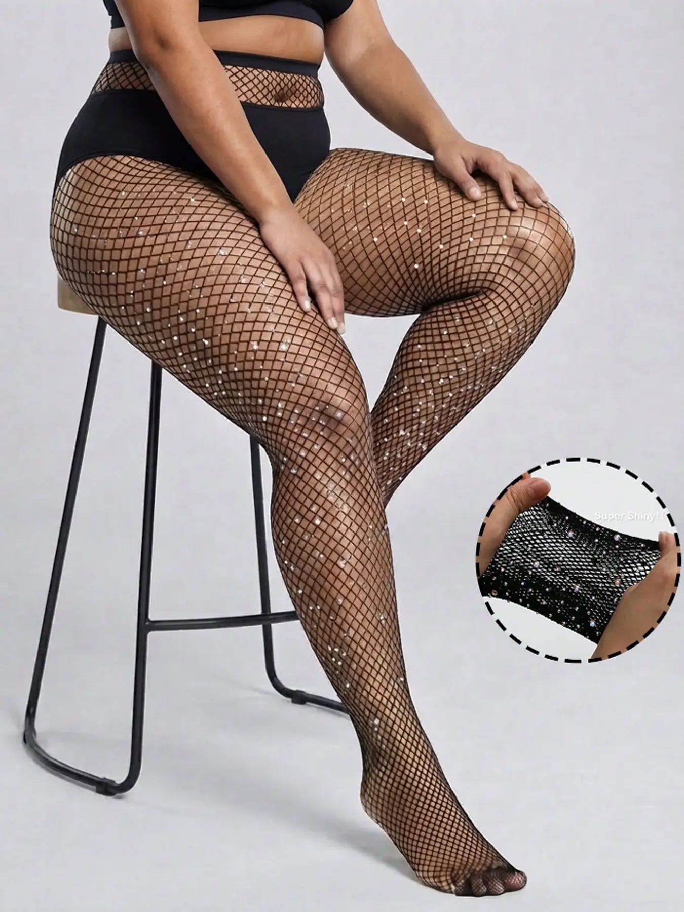 Women's Rhinestone Fishnet Stockings, Shiny Mesh Pantyhose, Perfect for Parties and Nightclubs, Casual Fitted Design, All Seasons Wear