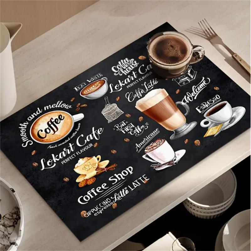 Coffee Theme Pattern Kitchen Countertop Mat, 1 Count  Non-slip Coffee Machine Mat, Absorbent Kitchen Countertop Mat, Kitchen Decor, Housewarming Gift, Coffee Table Mat