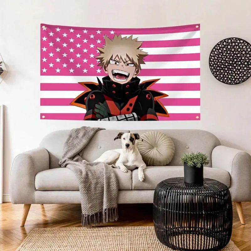 My Hero Academia Bakugo Tapestry Wall Hanging, MHA Anime Wall Banner Background, Otaku College Dorm Room Decor, Outdoor Wall Art Aesthetic