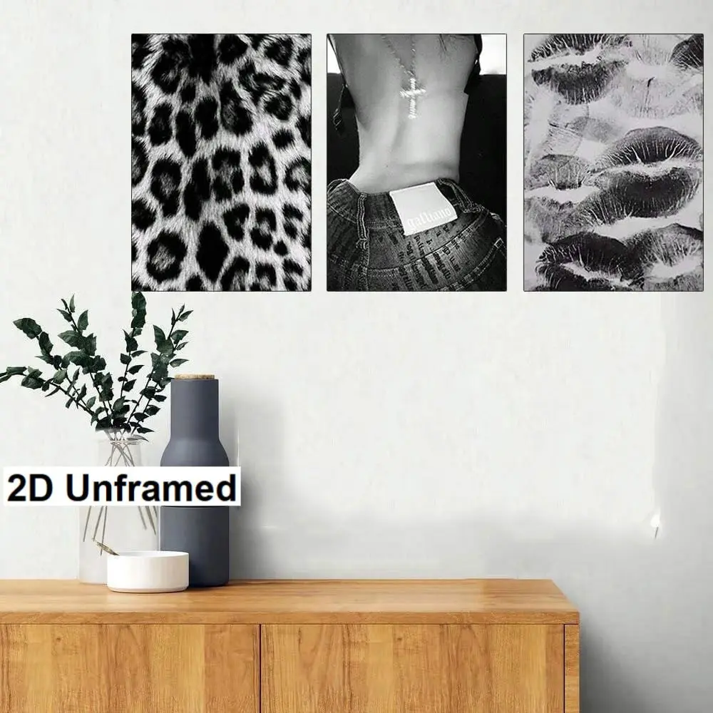3-Piece Set Modern Wall Art, Y2K Print Canvas Paintings, Kiss Lips Poster, Aesthetic Girl Style Decor, Bedroom Living Room Dorm Gift
