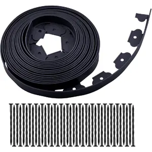 Garden Edging,40ft Landscape Edging with 40 Spikes Lawn 2 Inch Tall(Black, 40FT)