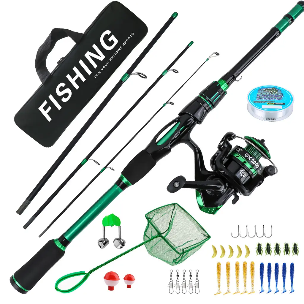 Travel Lure Rod Set, Four-Section Telescopic Design, Includes Spinning Reel and Full Fishing Gear, Beginner Outdoor Fishing Kit, Travel Fishing Pole