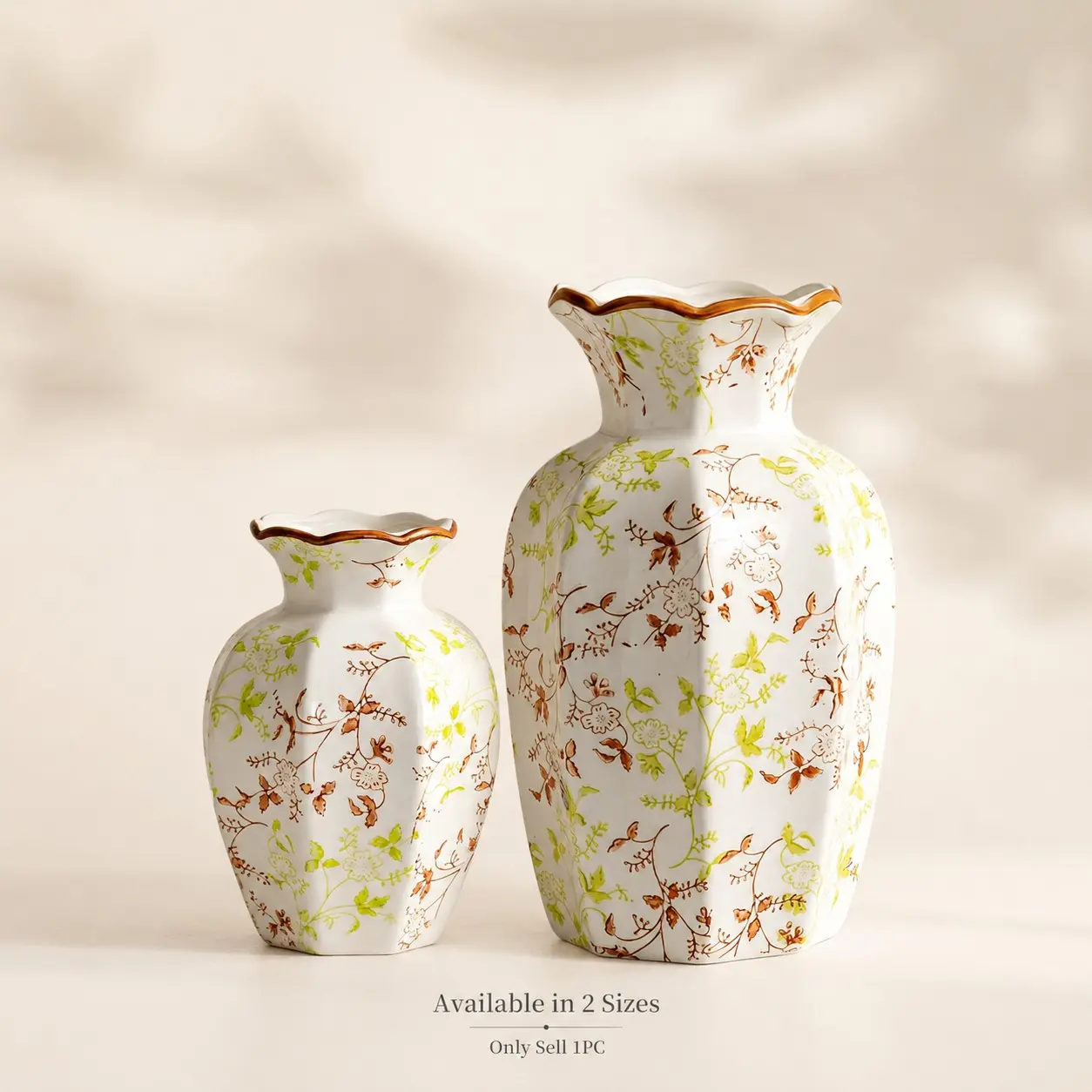 New Traditional Blue, Porcelain and Ceramic Vase, Hand-Painted Floral Design, Octagonal Shape, Ideal for Fresh/dry Flowers and Hydroponics, Flower Vases, Decorative Flower Vessel, Home Decorative Vase