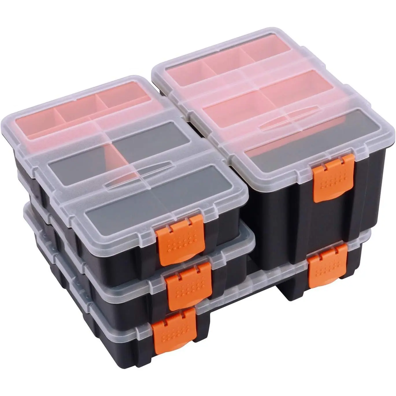 Baby Costume Jewelry Hardware & Parts Organizer 4-Piece Set, Durable Versatile Storage with Customizable Removable Dividers, Black/Orange, Portable Carry Case, No Warning Applicable