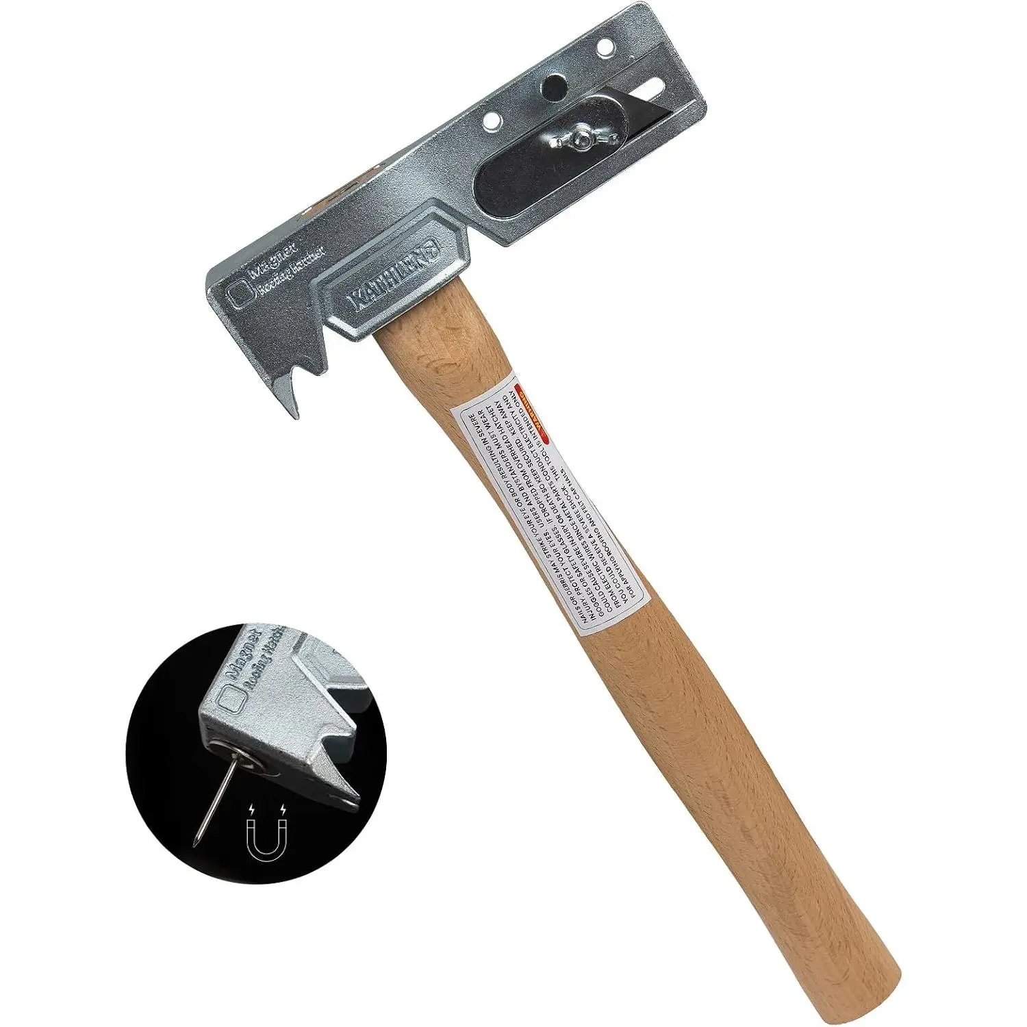 Magnet Roofing Hatchet, Magnetic Hammer for Roof Maintenance, Practical Magnetic Roofing Hand Tool with Powerful Magnet, Sliding Measuring Gauge, Integrated Utility Cutter and Nail Puller, High Performance Roof Working Tools