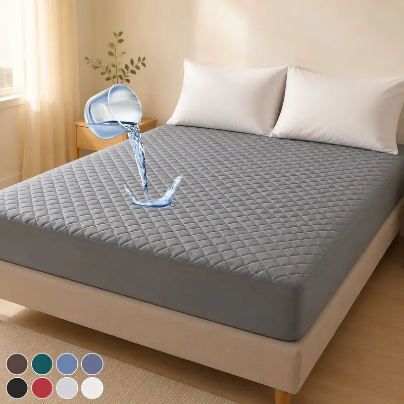 Waterproof Mattress Protector in Multiple Sizes, Ultra-Soft Breathable Mattress Cover with Non-Slip Deep Pocket for 6–30cm Mattresses, Noiseless Durable Machine-Washable Fitted Sheet for Bedroom, Guest Room, College Dorm & Hotel, Pillowcase Not Included