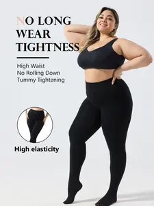 Plus Size Women High Waist Matte Leggings, Full Coverage Shaping High Elastic Pressure Stockings, Soft Skin-Friendly, All Seasons