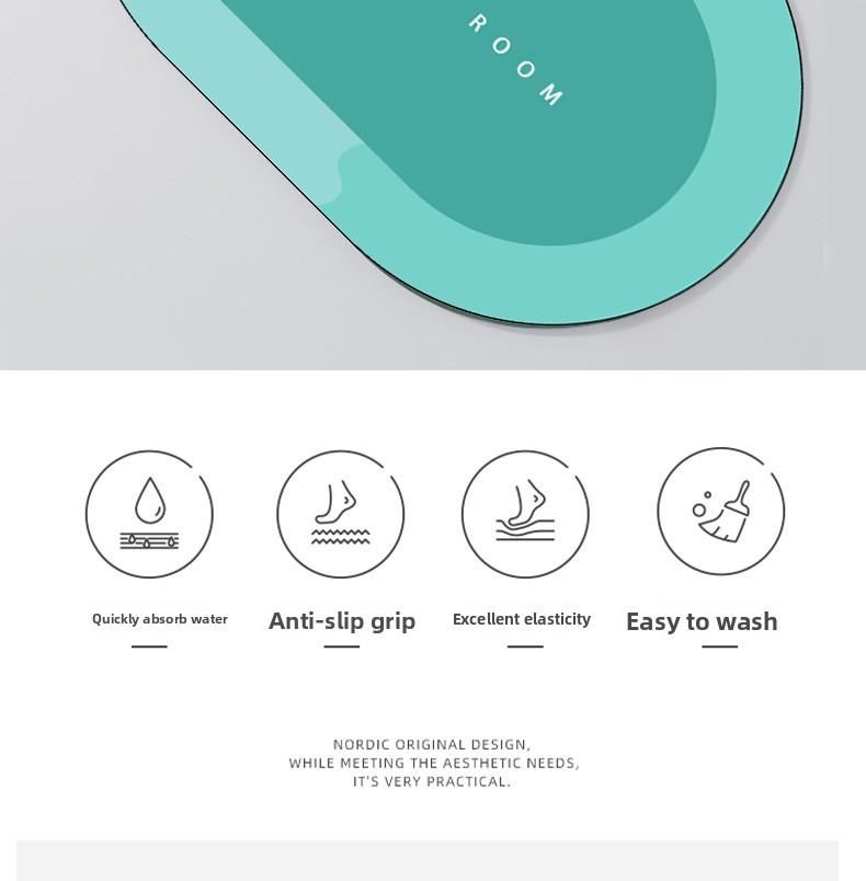 Modern minimalist bathroom mat, water-absorbent, suitable for bathroom, toilet and bedroom entrance, door carpet and entry floor mat