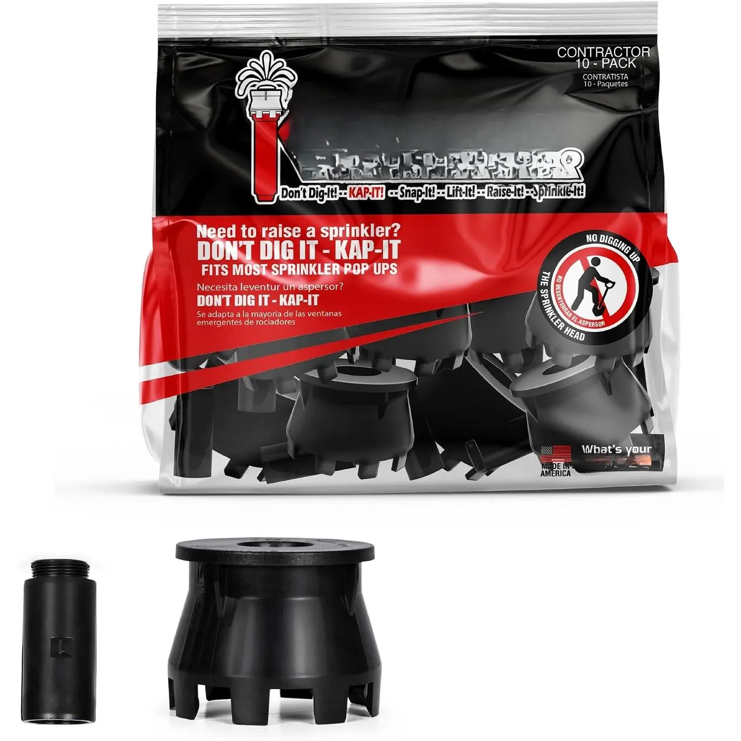 KAP-IT Pop-Up Sprinkler Riser Extension, 1.5 Inch, 2 Pack, Black