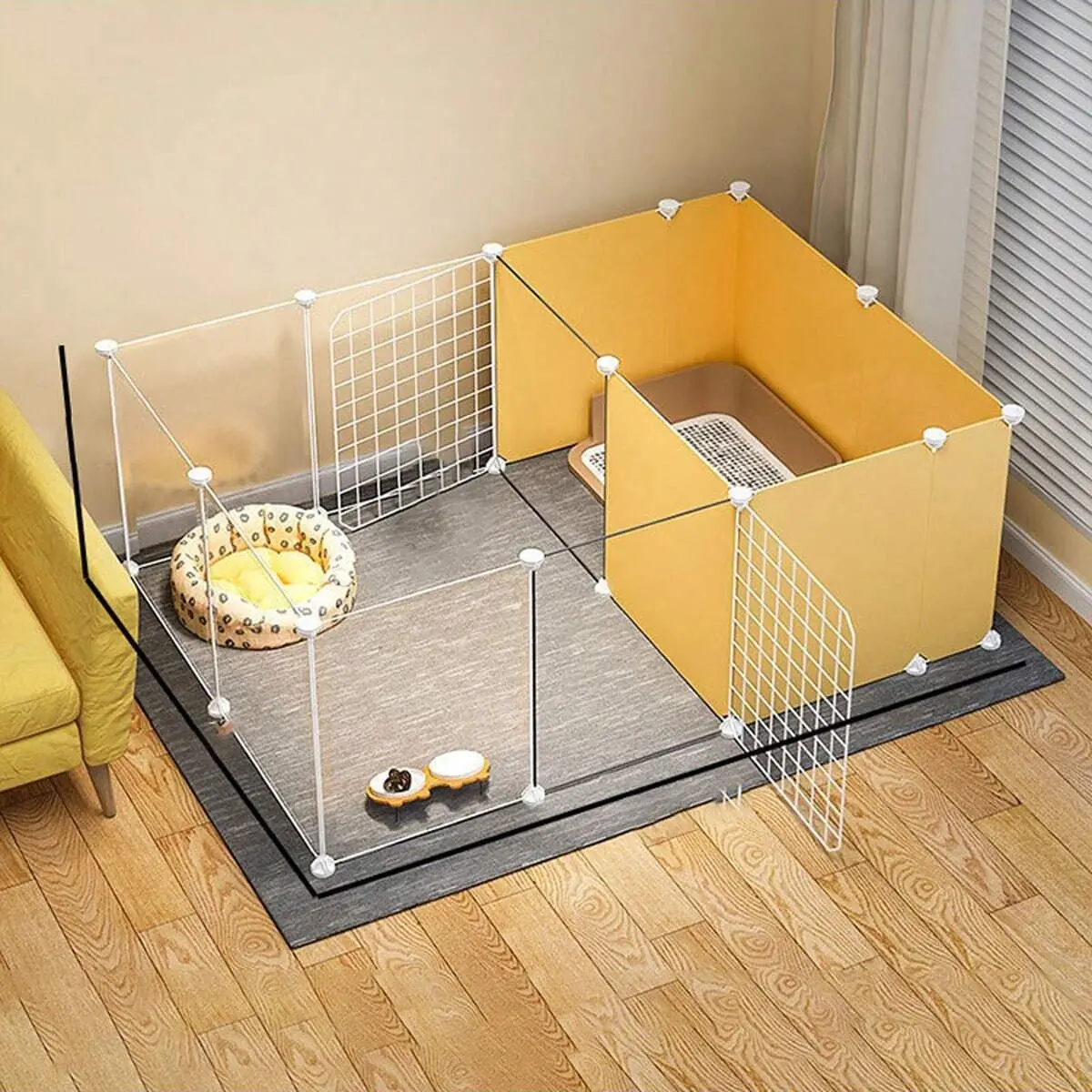Pet Fence Dog Isolation Free Combination Indoor Small Dog Bed with Toilet Area, Home Gate Dog Cage, Pet Barrier