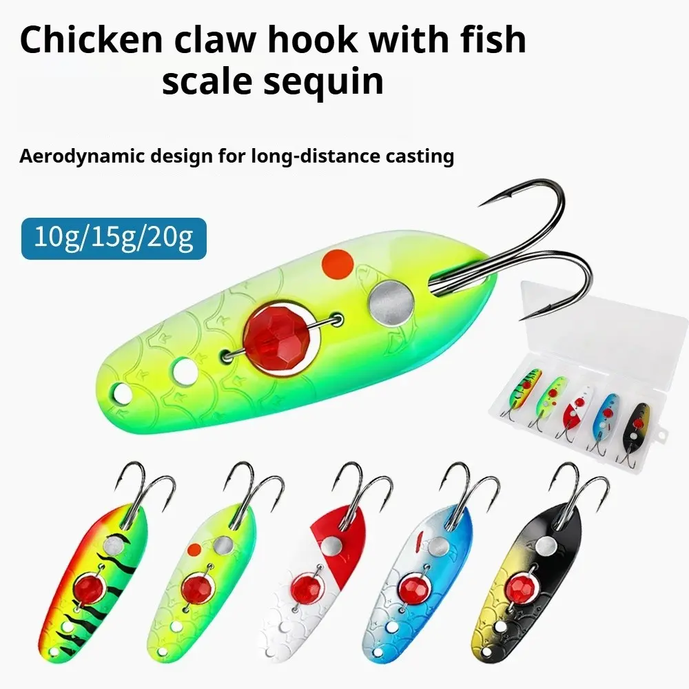 5PCS Metal Spinner Lure Set, Fishing Spoon Lures for Bass & Topmouth Cul