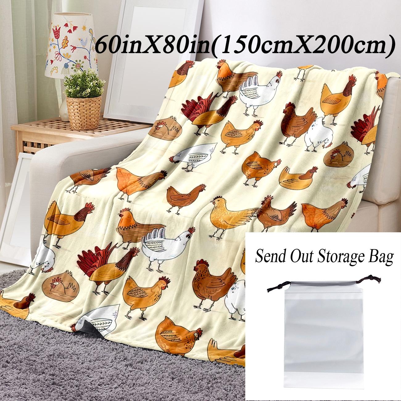 Cute Chicken Pattern Fleece Blanket, 1 Count Soft Comfortable Throw Blanket, Warm Nap Blanket for Home Office Travel Camping, Soft Comfy Blanket