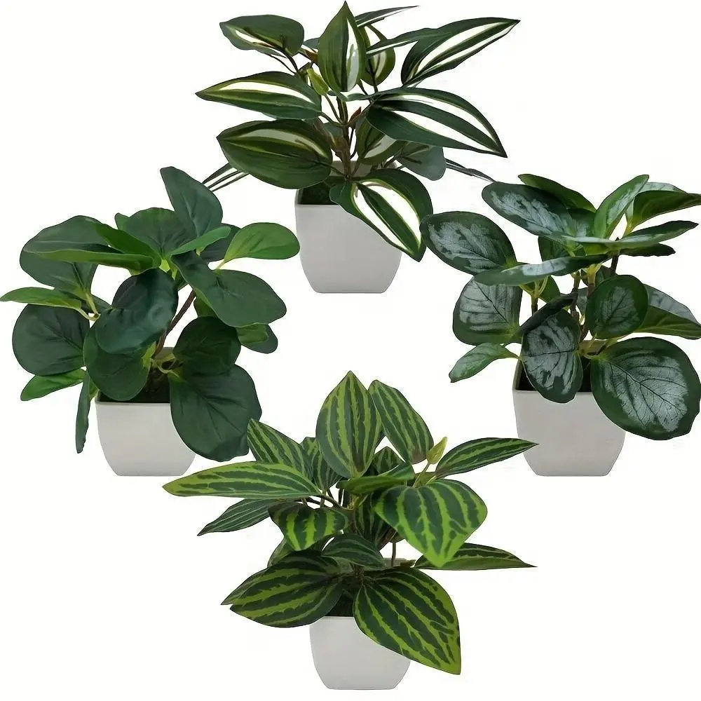 New 4-piece realistic potted plants, home decoration, leaf plants, fake flowers, pothos, money plant, office decoration, small potted plants, outdoor gardening decorations, ornaments, photography props, plants, tabletop potted plants