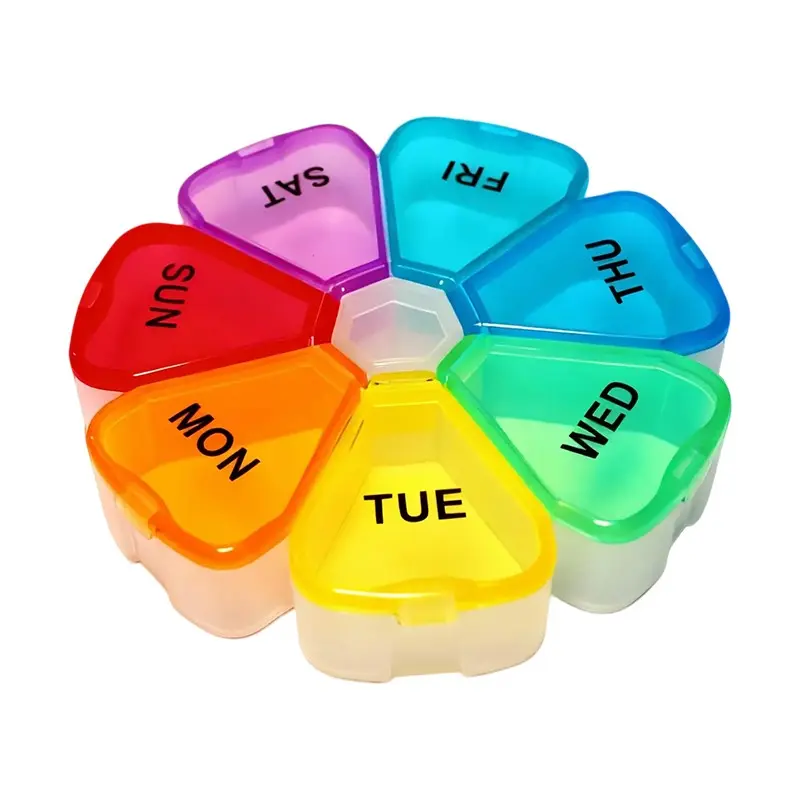 Floral 7-Compartment Weekly Pill Organizer, Portable Daily Medication Box, Elderly Vitamin Storage, Home Travel Medicine Divider