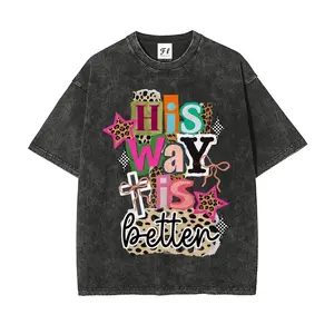 Preppy Christian Collage Y2K Washed Vintage 260g Shirt Faith Inspired Retro Coquette Positivity Tee  Combed Classic Crew Neck Relaxed Fit Trendy Ransom Letter Typography Womenswear Day Tshirt Garment-dyed Pill-Free Fade-Friendly Boxy Top