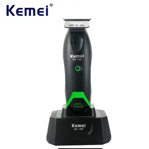 Kemei 1386 1385 Electric Cordless Hair Clipper 7500RPM Zero Gap Hair Trimmer Professional Hair Cutting Machine DLC Blade with Charge Base