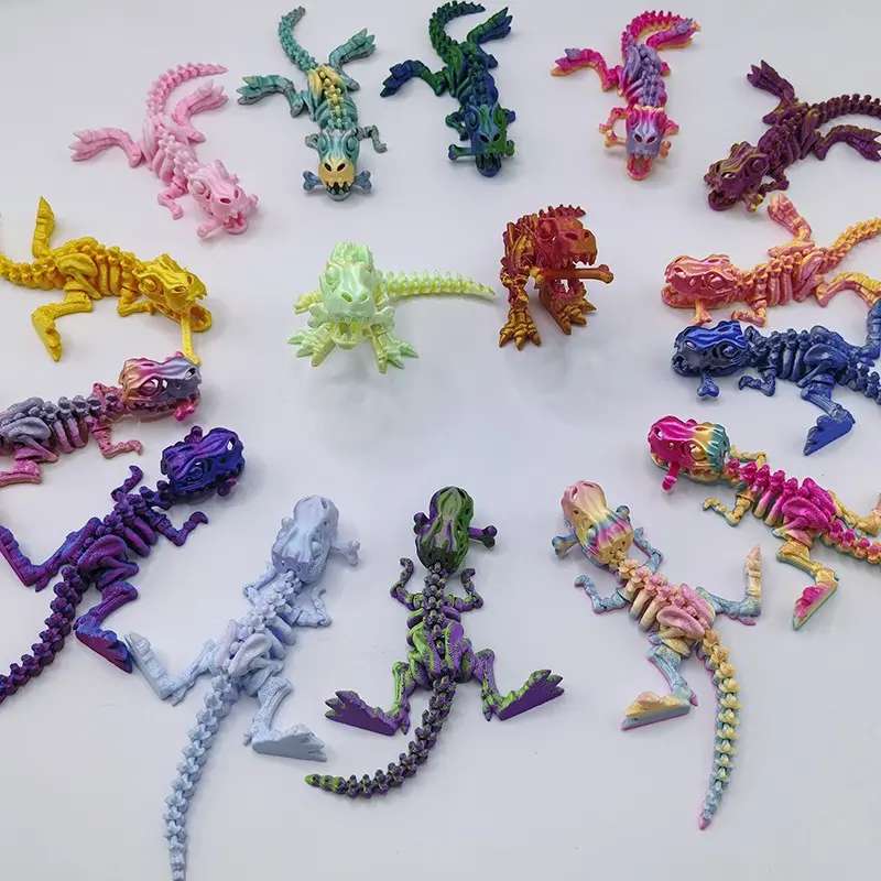 16-Piece 3D Printed Dinosaur Family Model Set, Colorful, Jointed, with Bite Bone, Home Desktop Decor, Halloween Christmas Gift!