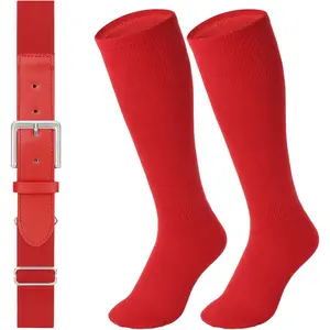 Baseball Belt and Socks Combo Set Adjustable Softball Socks and Elastic Belt for Youth and AdultGift.
