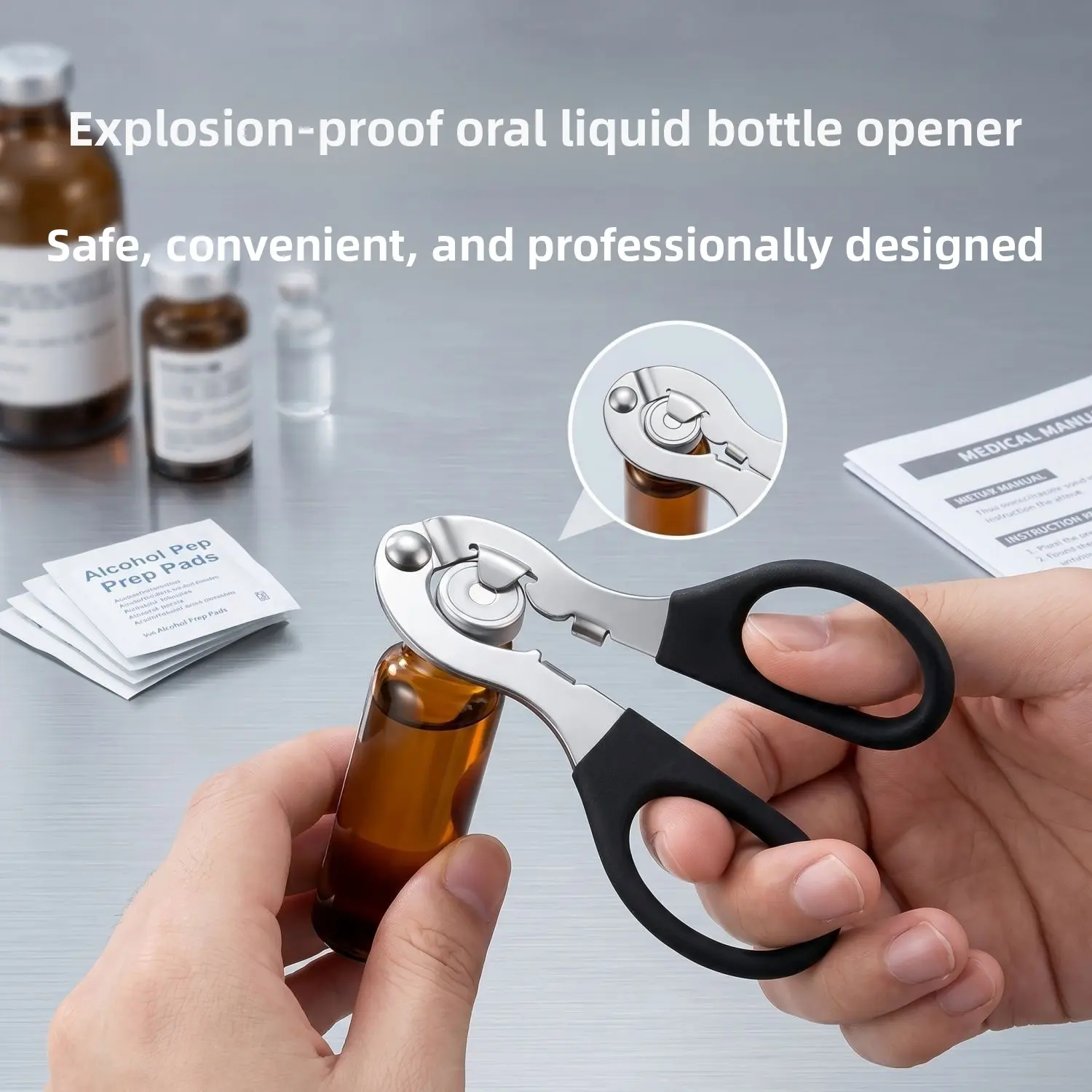 Vial Opener Tool, Aluminum Cap Remover for Medicine Bottles, Portable Bottle Seal Lifter