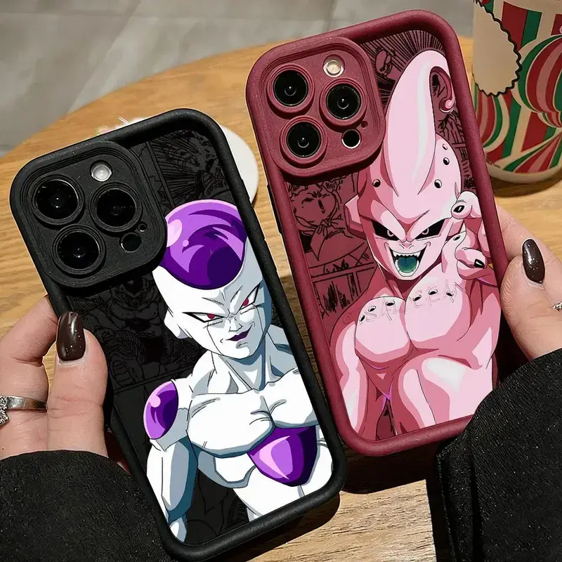 Majin Buu & Frieza DDDrag0n-Ball Z Phone Case|Dark Manga Texture Japanese Anime Villain Hard Phone Cover For iPhone 17 Pro Max 16 15 14 13 mini 12 mini 11 for Samsung S21 S22 S23 S24 S25 S26 Phone Case|Anime Gift for her/him