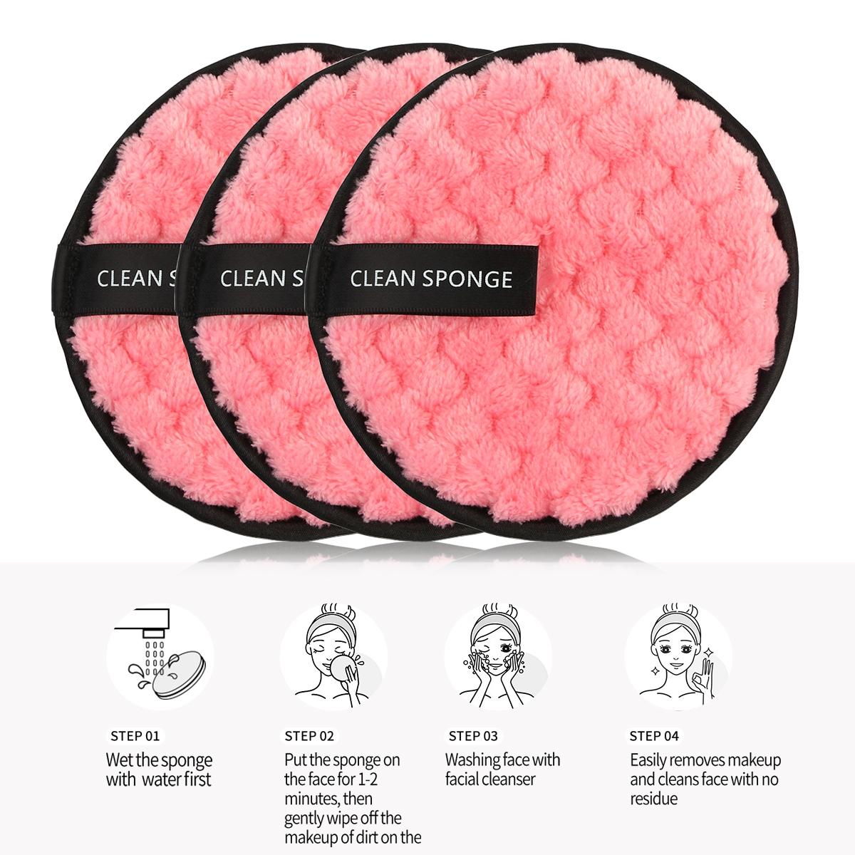 Soft Plush Makeup Remover Cleansing Pads, 3 Counts/set Reusable Facial Cleansing Puff for Daily Use, Multi-use Facial Makeup Removal Tool for Women