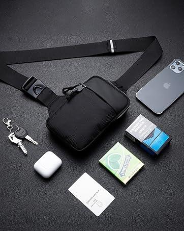 Simptech Mini Crossbody Sling Bag Chest Bag Dual Pocket Water Resistant Fanny Pack Running Phone Holder for Men Women Workout Travelling