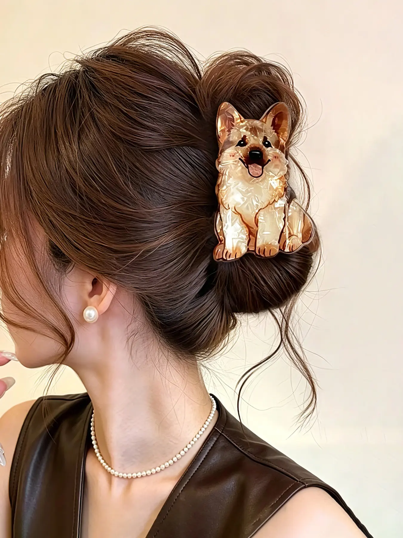Cute Cartoon Animal Puppy Hair Claw Clip, Creative Dog Paw Clip, Back-Of-Head Ponytail Holder, Versatile Hair Accessory, 1pc