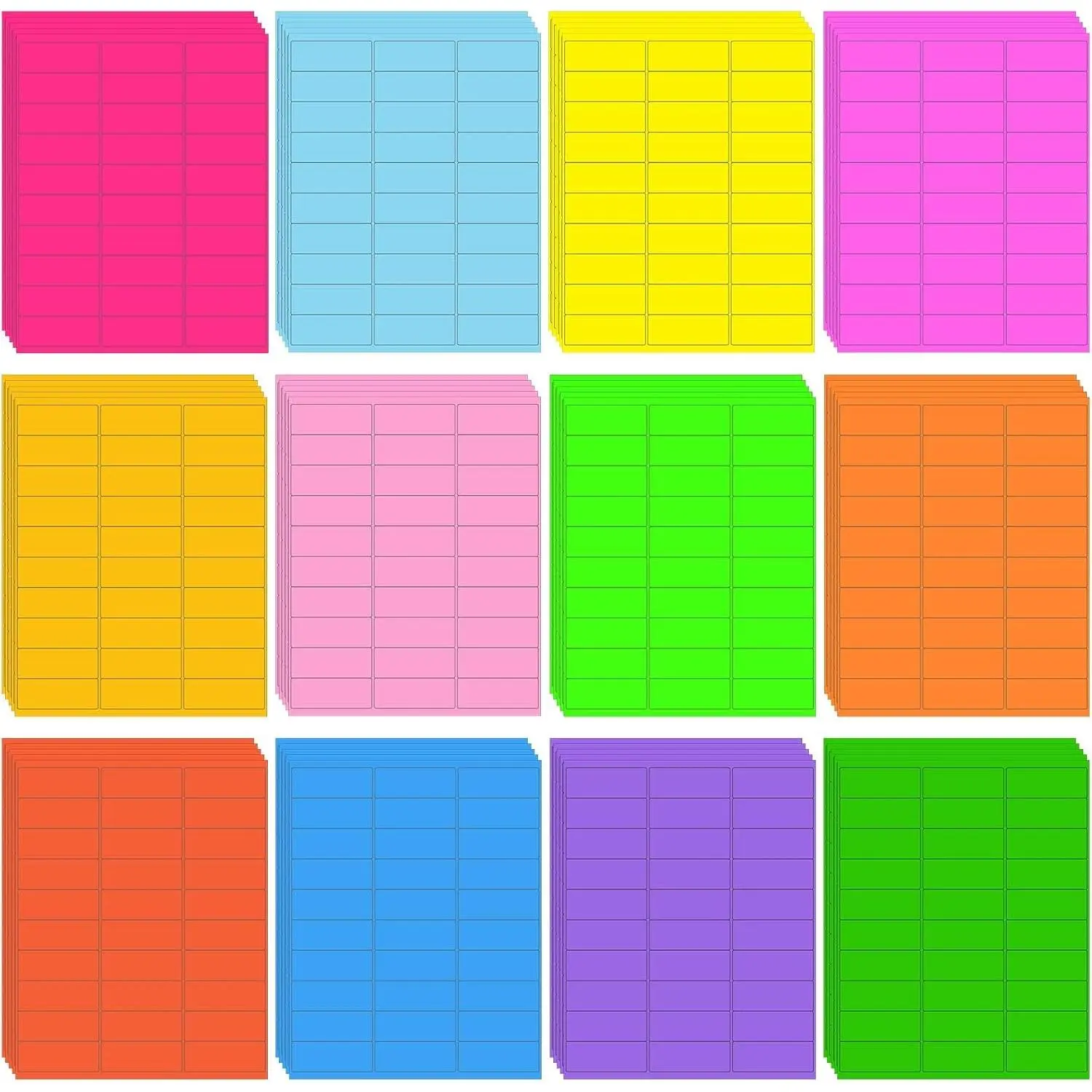 1800 Pcs Fluorescent Address Labels Colored Address Labels 1'' x 2-5/8'' Neon Color Printable Stickers for Printer Return Mailing Shipping Message(Multicolor)
