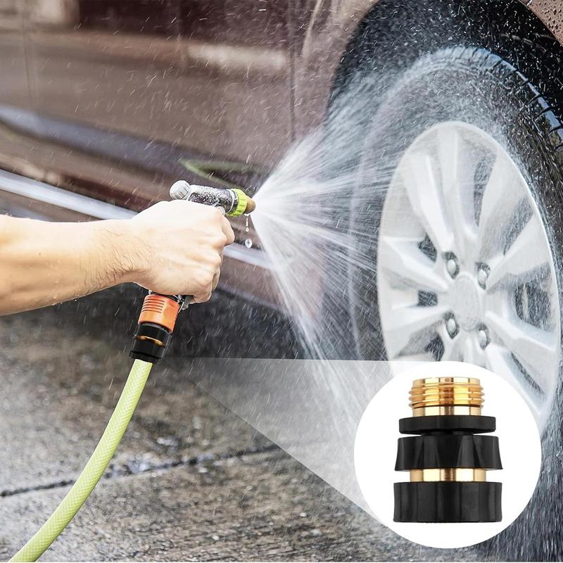 Garden Hose Quick Connector, 3/4 Inch Male and Female Garden Hose Fitting Quick Connector Rubber Washers Leak Proof Durable Aluminum, 6 Set