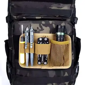 Tactical clipboard outdoor edc divided mesh pouch magic hook back panel adhesive vest backpack expansion tool kit