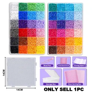 24/48Colors Fuse Beads Set Melting Beads Pixel Art Puzzle Hama Beads Diy 3D Puzzles Handmade Gift Fuse Beads Kit Iron Beads Toy Gift