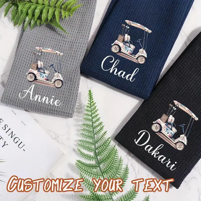 Custom Personalized Golf Towel - Dual-Sided Scrubbing, Gray/Black - Golf Bag Accessory Gift for Men And Women Golfers, Personalized Golf Gift for Dad, The Best Gift for Men, Father'S Day Gift, Tee Box Essential