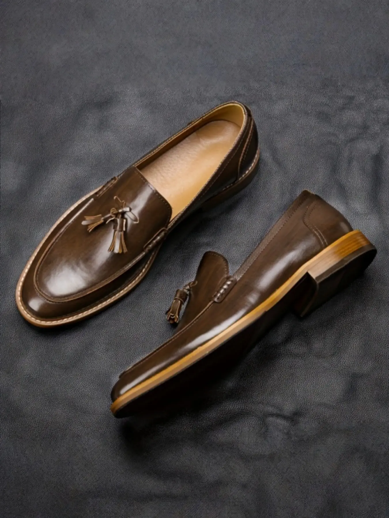 Men's Classic Fringe Loafers, Vintage Elegant Style, Premium Leather Comfort Lining, Durable Rubber Sole, Business Casual Formal Shoes