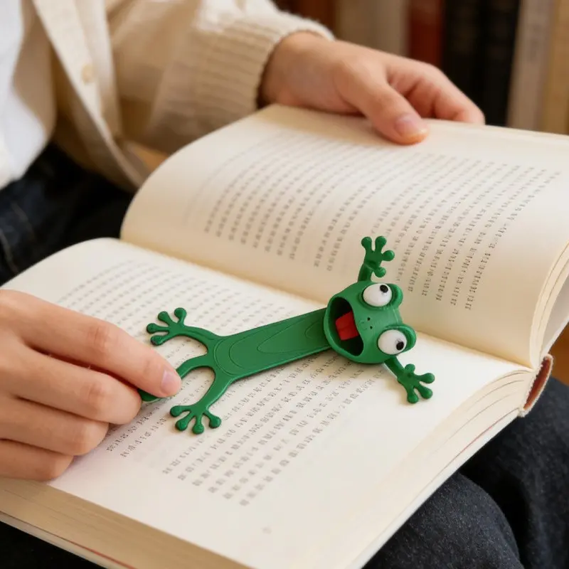 Whimsical 3D Slouchy Frog Bookmark, Reading Book Clip, Creative Cute Cartoon Stationery, Single Piece Frog Bookmark, Creatively Shaped Bookmark, Office Supplies, A Great Gift for Friends, Adding More Fun to Your Studies
