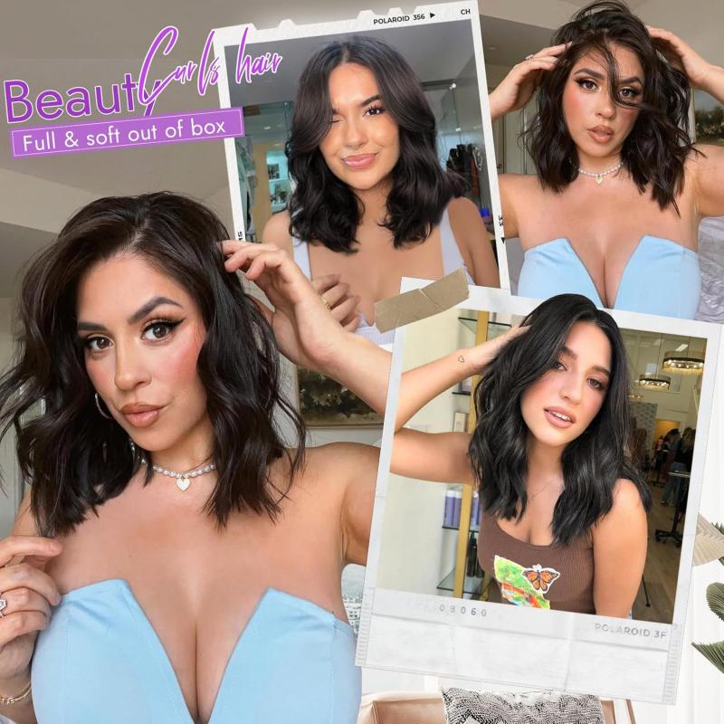 DLB Hair Topper for Women - 14 Inch Curly/Wavy Clip-In Hairpiece for Thinning Hair Natural Base Soft Synthetic Fiber for Daily Volume & Softness Rich gradient colors extensions