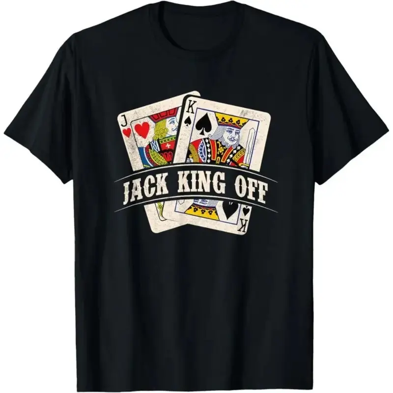 Men's Poker T-Shirt with Funny Jack King Card Graphic, Comfy Shortsleeve Casual Top for Casino Players and Gamblers, Menswear, Tee, Basic, Tshirt, Card Print, Round Neck