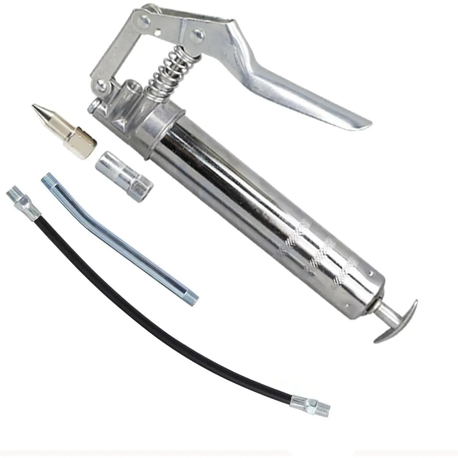 GJANSH Mini Grease Gun Kit, 3000 PSI Heavy Duty Pistol Grip Grease Gun with 12'' Flex Hose, Reinforced Coupler, Extension Rod and Tips for Automotive, Marine, Tractors and Narrow Spaces