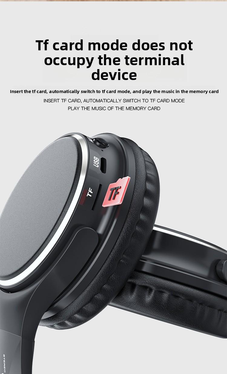 Retro over-ear Bluetooth headphones with card slot, foldable, wireless noise-cancelling music headset