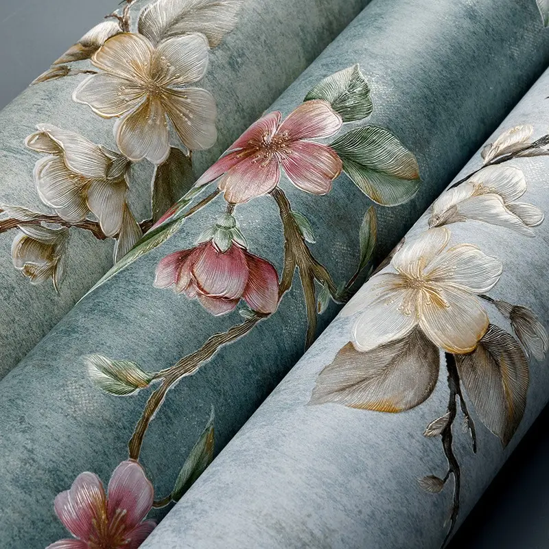 Self-Adhesive Thick Floral Wallpaper, Non-Woven Fabric with 3D Texture, Peel and Stick, Luxurious Decoration for Living Room, Bedroom, Study