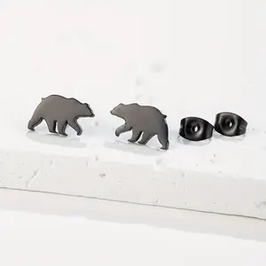1 Pair Stainless Steel Animal Bear Small Earrings for Girls Sweet Girl Men'S Daily Earrings