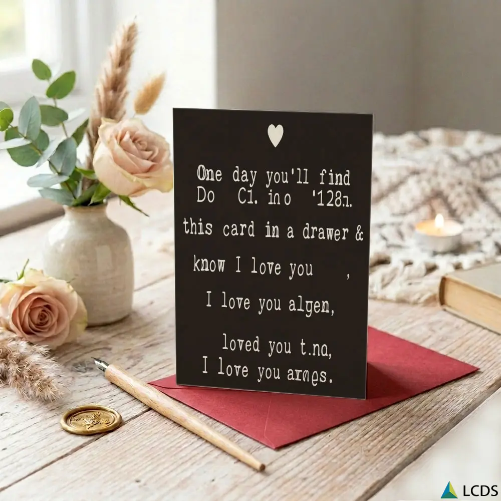 1pc Romantic Love Message Card and Heart Design Greeting Card Classic Black and White Edition Suitable for Holiday Gifting Daily Use All Season Versatility