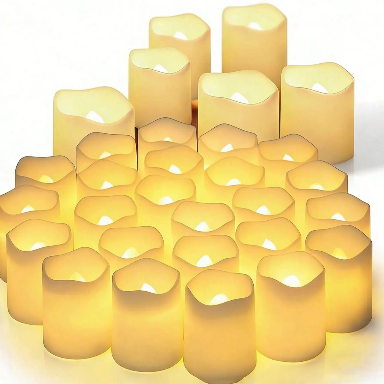 12/24 Pack Wave Mouth Electronic Flameless Candle Lights, Romantic Warm Light with Battery, Ideal for Dates, Dining Table, Bedroom, Party Decor
